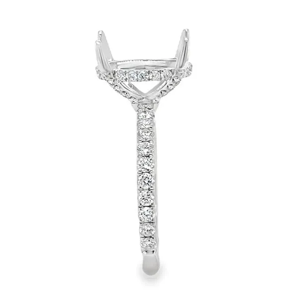 14K White Gold Four Prong Oval Center With Diamond Gallery Fishtail Sides Semi Mount Ring Image 4 Classic Creations In Diamonds & Gold Venice, FL