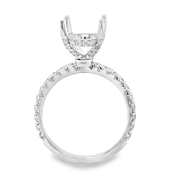 14K White Gold Four Prong Oval Center With Diamond Gallery Fishtail Sides Semi Mount Ring Image 5 Classic Creations In Diamonds & Gold Venice, FL