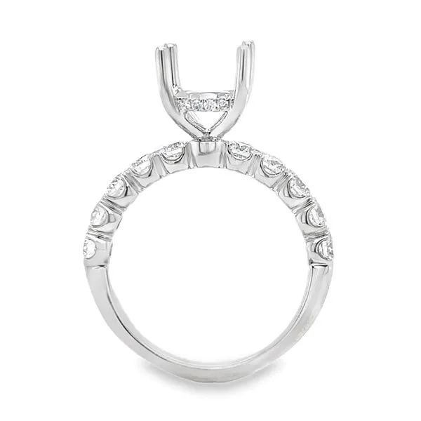 14K White Gold Four Prong Oval Center Halo, Side Diamond Fishtail Semi Mount Ring Image 4 Classic Creations In Diamonds & Gold Venice, FL