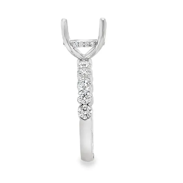 14K White Gold Four Prong Oval Center Halo, Side Diamond Fishtail Semi Mount Ring Image 5 Classic Creations In Diamonds & Gold Venice, FL