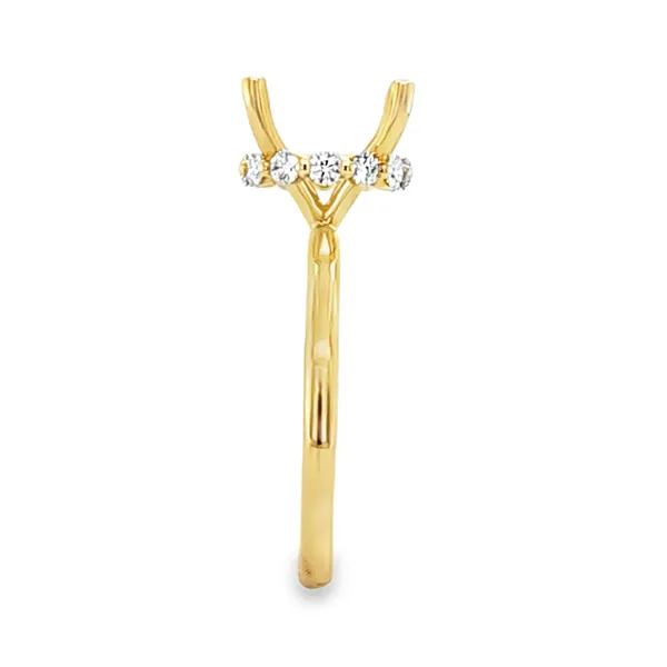 14K Yellow Gold Polished Shank Side Halo Semi Mount for Round Brilliant Cut Center Stone – 0.30ct TW Image 3 Classic Creations In Diamonds & Gold Venice, FL