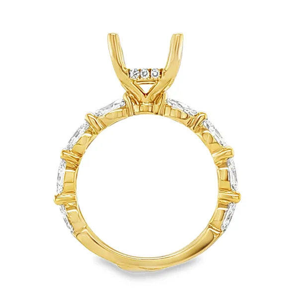 14K Yellow Gold Marquise Shank Micro Pave Side Halo Semi Mount for Rectangular Center Stone – 0.98ct TW Image 2 Classic Creations In Diamonds & Gold Venice, FL