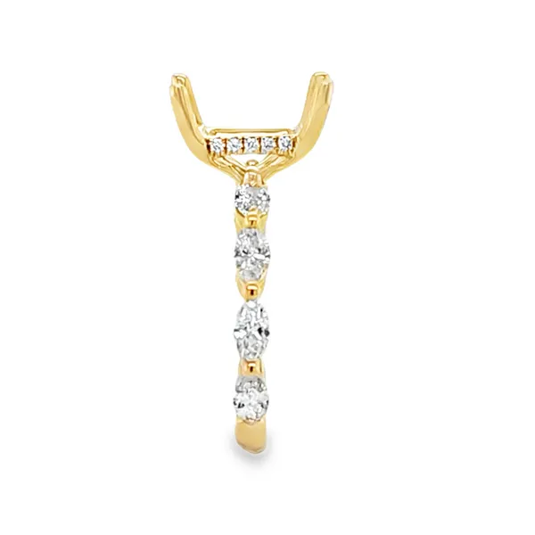 14K Yellow Gold Marquise Shank Micro Pave Side Halo Semi Mount for Rectangular Center Stone – 0.98ct TW Image 3 Classic Creations In Diamonds & Gold Venice, FL