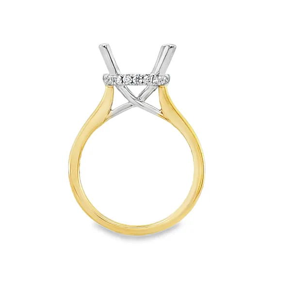 14K Two Tone Polished Shank Side Halo Semi Mount for Round Center Stone – 0.21ct TW Image 2 Classic Creations In Diamonds & Gold Venice, FL