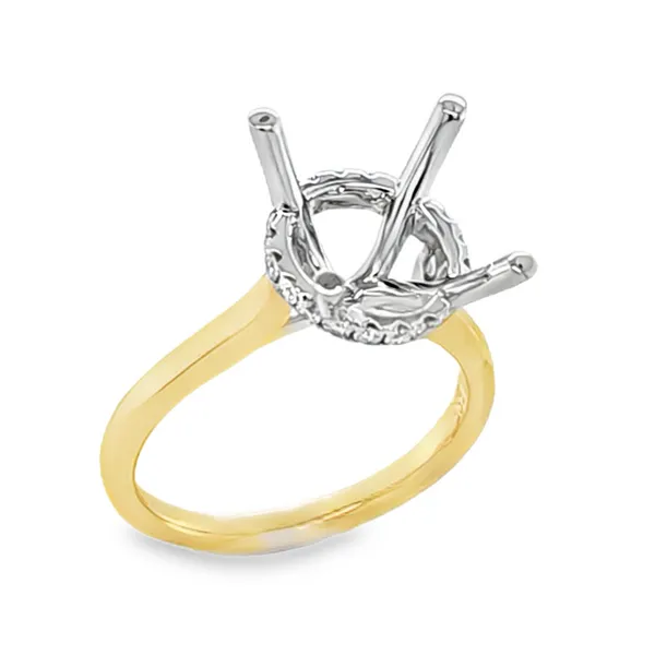 14K Two Tone Polished Shank Side Halo Semi Mount for Round Center Stone – 0.21ct TW Classic Creations In Diamonds & Gold Venice, FL