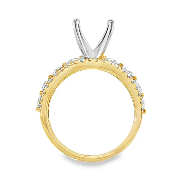 14K Yellow Gold Four Round Brilliant Cut Center Micro Pave Edge Semi Mount – 1.17ct TW Image 2 Classic Creations In Diamonds & Gold Venice, FL