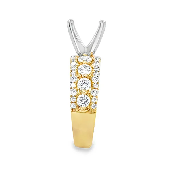 14K Yellow Gold Four Round Brilliant Cut Center Micro Pave Edge Semi Mount – 1.17ct TW Image 3 Classic Creations In Diamonds & Gold Venice, FL