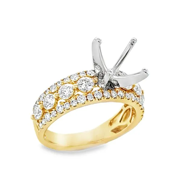 14K Yellow Gold Four Round Brilliant Cut Center Micro Pave Edge Semi Mount – 1.17ct TW Classic Creations In Diamonds & Gold Venice, FL