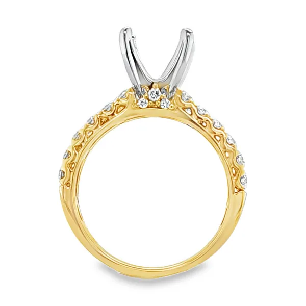 14K Yellow Gold Two Row Round Brilliant Cut Shank Micro Pave Bridge Semi Mount – 0.85ct TW Image 2 Classic Creations In Diamonds & Gold Venice, FL