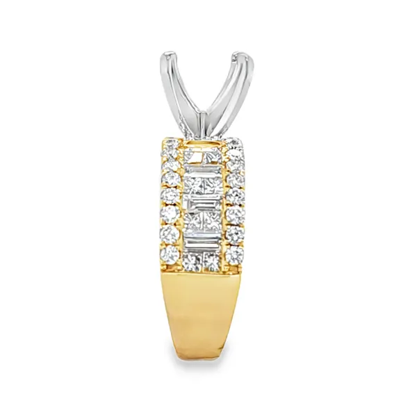 14K Yellow Gold Three Row Baguette Princess and Round Brilliant Cut Micro Pave Semi Mount with Changeable Head – 1.92ct TW Image 2 Classic Creations In Diamonds & Gold Venice, FL