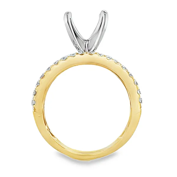 14K Yellow Gold Three Row Baguette Princess and Round Brilliant Cut Micro Pave Semi Mount with Changeable Head – 1.92ct TW Image 3 Classic Creations In Diamonds & Gold Venice, FL