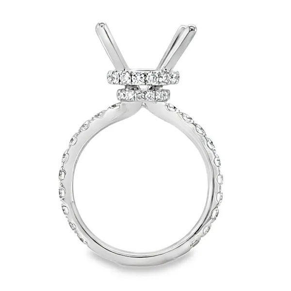 14K White Gold Diamond Shank Double Side Halo Semi Mount for Round Center Stone – 1.11ct TW Image 2 Classic Creations In Diamonds & Gold Venice, FL