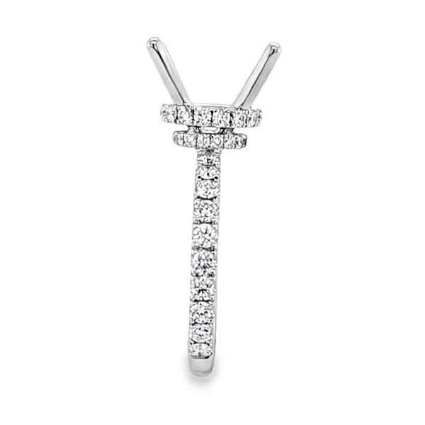 14K White Gold Diamond Shank Double Side Halo Semi Mount for Round Center Stone – 1.11ct TW Image 3 Classic Creations In Diamonds & Gold Venice, FL