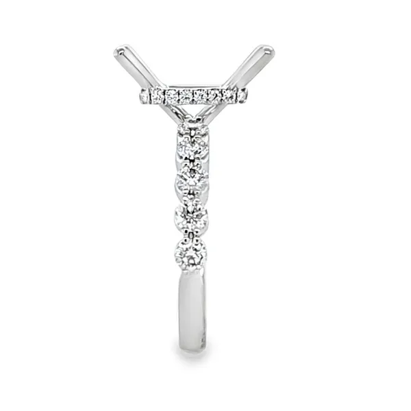 14K White Gold Shared Prong Shank Micro Pave Side Halo Semi Mount for Rectangular Center Stone – 0.95ct TW Image 3 Classic Creations In Diamonds & Gold Venice, FL