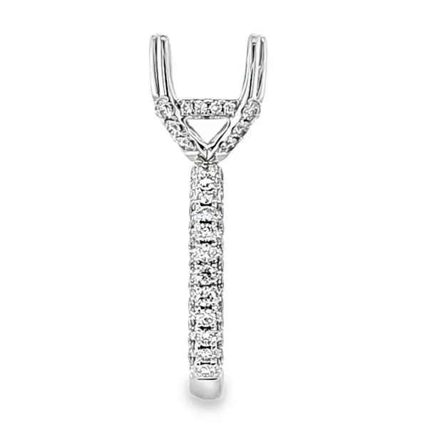 14K White Gold Three Sided Micro Pave Shank and Head Semi Mount for Round Center Stone – 1.52ct TW Image 3 Classic Creations In Diamonds & Gold Venice, FL