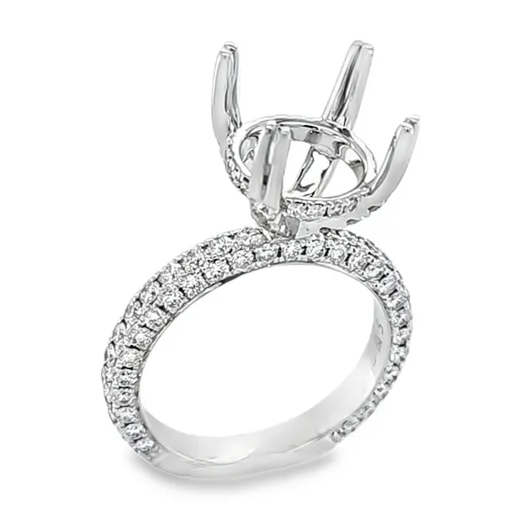 14K White Gold Three Sided Micro Pave Shank and Head Semi Mount for Round Center Stone – 1.52ct TW Classic Creations In Diamonds & Gold Venice, FL