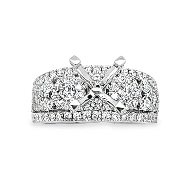 14K White Gold Micro Pave Edge and Diamond Cluster Semi Mount with Changeable Head – 1.21ct TW Image 2 Classic Creations In Diamonds & Gold Venice, FL