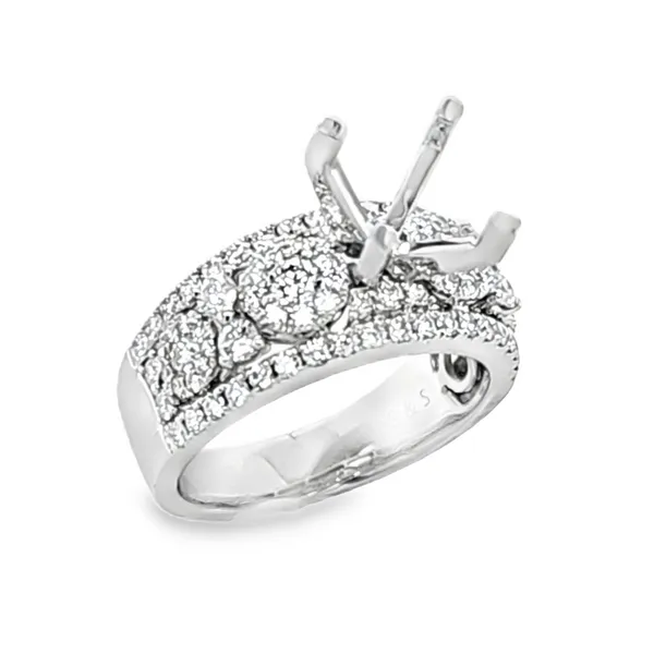 14K White Gold Micro Pave Edge and Diamond Cluster Semi Mount with Changeable Head – 1.21ct TW Classic Creations In Diamonds & Gold Venice, FL