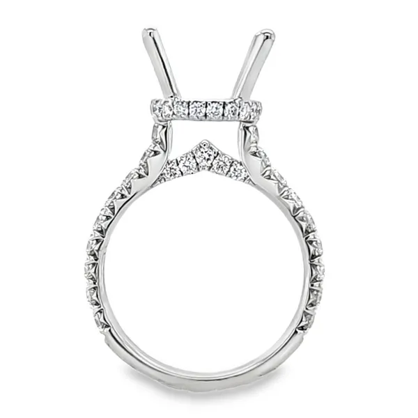 14K White Gold Fishtail Set Shank Micro Pave Bridge and Side Halo Semi Mount for Oval Center Stone – 0.99ct TW Image 2 Classic Creations In Diamonds & Gold Venice, FL