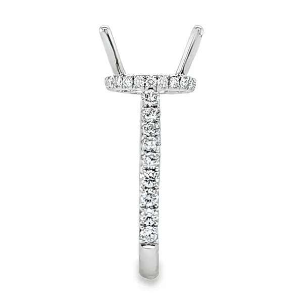 14K White Gold Fishtail Set Shank Micro Pave Bridge and Side Halo Semi Mount for Oval Center Stone – 0.99ct TW Image 3 Classic Creations In Diamonds & Gold Venice, FL