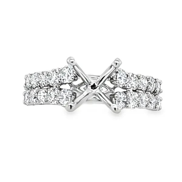 14K White Gold Two Row Round Brilliant Cut V Shank Semi Mount with Changeable Head – 1.35ct TW Image 2 Classic Creations In Diamonds & Gold Venice, FL
