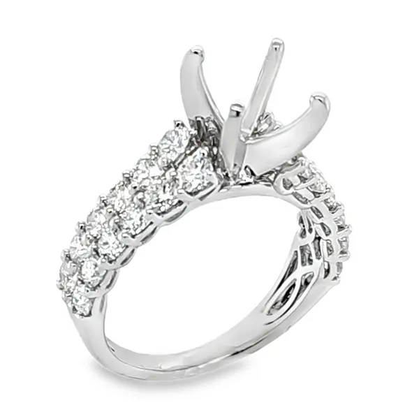 14K White Gold Two Row Round Brilliant Cut V Shank Semi Mount with Changeable Head – 1.35ct TW Classic Creations In Diamonds & Gold Venice, FL