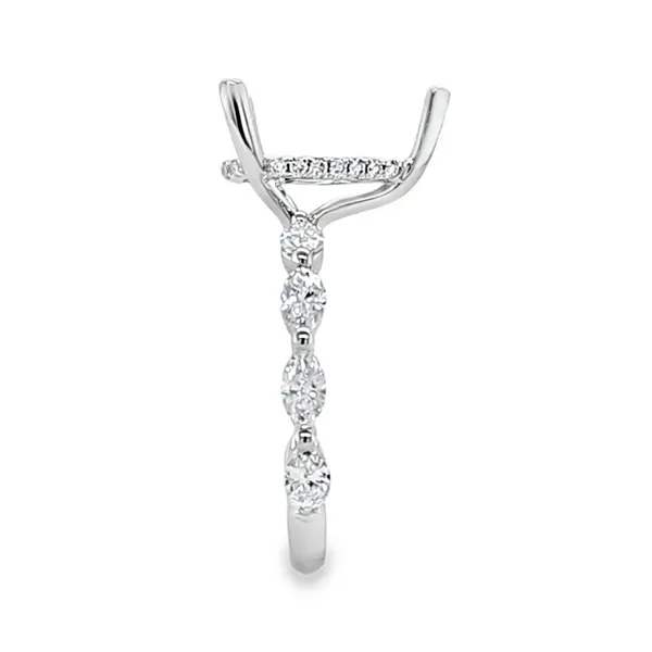 14K White Gold Marquise Shank Micro Pave Side Halo Semi Mount for Pear Shaped Center Stone – 0.99ct TW Image 3 Classic Creations In Diamonds & Gold Venice, FL