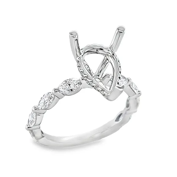 14K White Gold Marquise Shank Micro Pave Side Halo Semi Mount for Pear Shaped Center Stone – 0.99ct TW Classic Creations In Diamonds & Gold Venice, FL