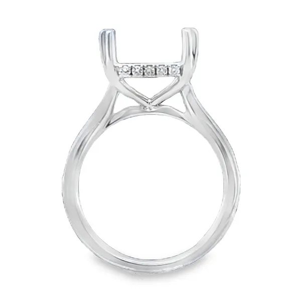 14K White Gold Polished Shank Micro Pave Side Halo Semi Mount for Square Center Stone – 0.16ct TW Image 2 Classic Creations In Diamonds & Gold Venice, FL