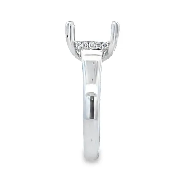 14K White Gold Polished Shank Micro Pave Side Halo Semi Mount for Square Center Stone – 0.16ct TW Image 3 Classic Creations In Diamonds & Gold Venice, FL