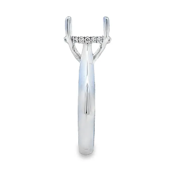 14K White Gold Polished Shank Micro Pave Side Halo Semi Mount for Round Center Stone – 0.12ct TW Image 3 Classic Creations In Diamonds & Gold Venice, FL