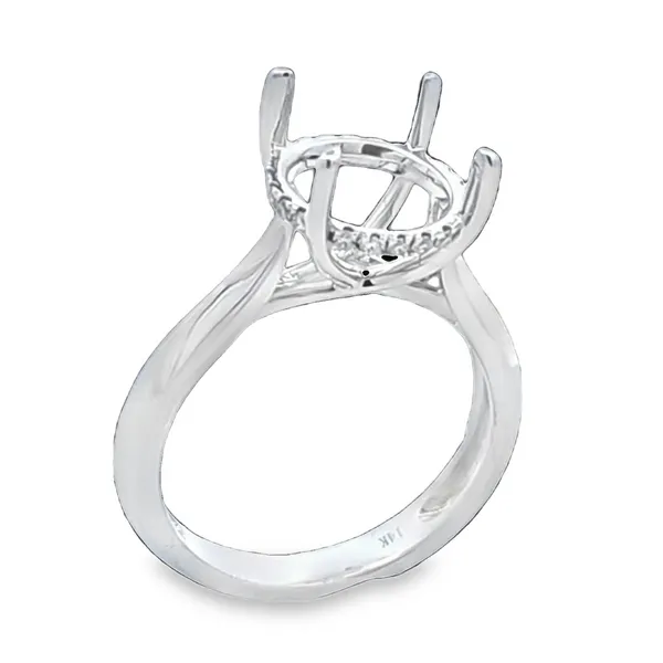 14K White Gold Polished Shank Micro Pave Side Halo Semi Mount for Round Center Stone – 0.12ct TW Classic Creations In Diamonds & Gold Venice, FL