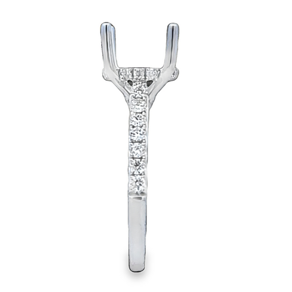 14K White Gold Fishtail Set Shank Micro Pave Bridge and Side Halo Semi Mount for Round Center Stone – 0.51ct TW Image 3 Classic Creations In Diamonds & Gold Venice, FL