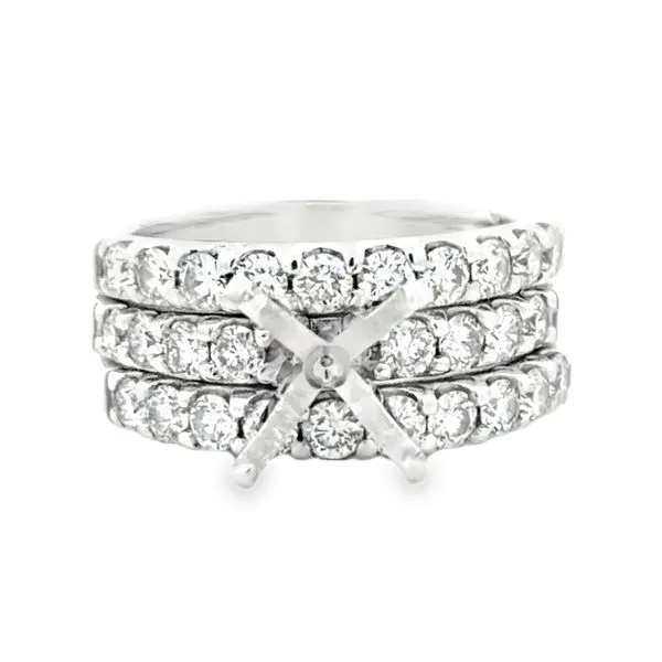 14K White Gold 3-Piece Shared Prong Semi-Mount Engagement Set with Two Matching Diamond Bands – 1.95ct TW Image 2 Classic Creations In Diamonds & Gold Venice, FL