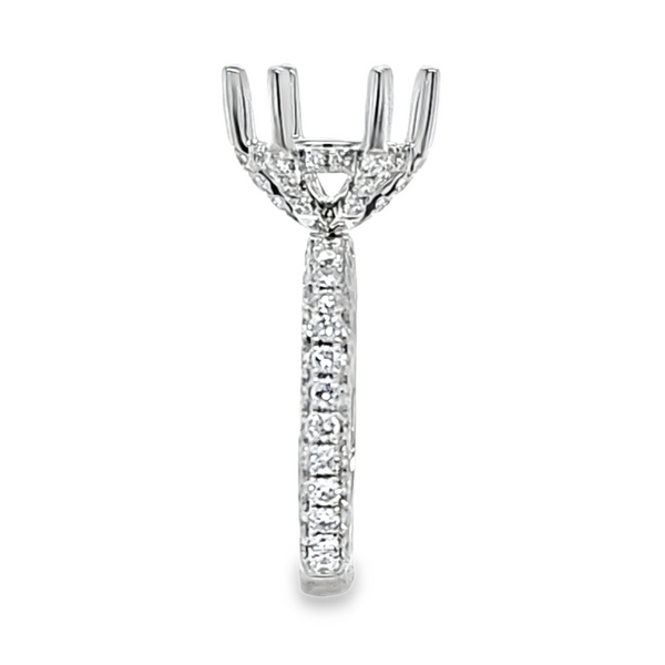 14K White Gold Micro Pave Three Sided Shank Six Prong Semi Mount | 1.44 CTW Image 2 Classic Creations In Diamonds & Gold Venice, FL