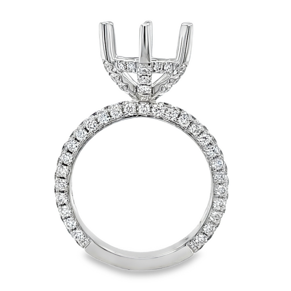 14K White Gold Micro Pave Three Sided Shank Six Prong Semi Mount | 1.44 CTW Image 3 Classic Creations In Diamonds & Gold Venice, FL