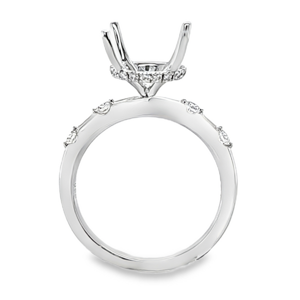 14K White Gold Channel Set Round Diamond Shank Micro Pave Side Halo Semi Mount | 0.28 CTW Image 3 Classic Creations In Diamonds & Gold Venice, FL