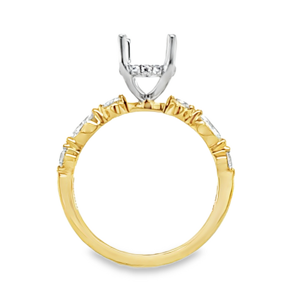 14K Two Tone Gold Micro Pave Diamond Side Halo Semi Mount for 9 x 7mm Oval | 0.52 CTW Image 2 Classic Creations In Diamonds & Gold Venice, FL