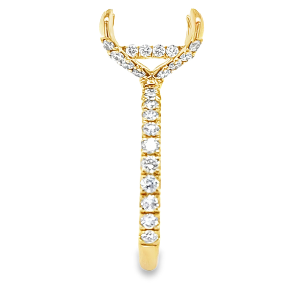 14K Yellow Gold Rectangular Semi Mount Ring .92ct | Fishtail Micro Pave Image 3 Classic Creations In Diamonds & Gold Venice, FL