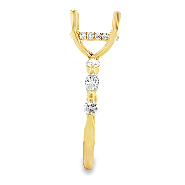 14K Yellow Gold Marquise and Round Diamond Halo Semi Mount .51ct Image 2 Classic Creations In Diamonds & Gold Venice, FL