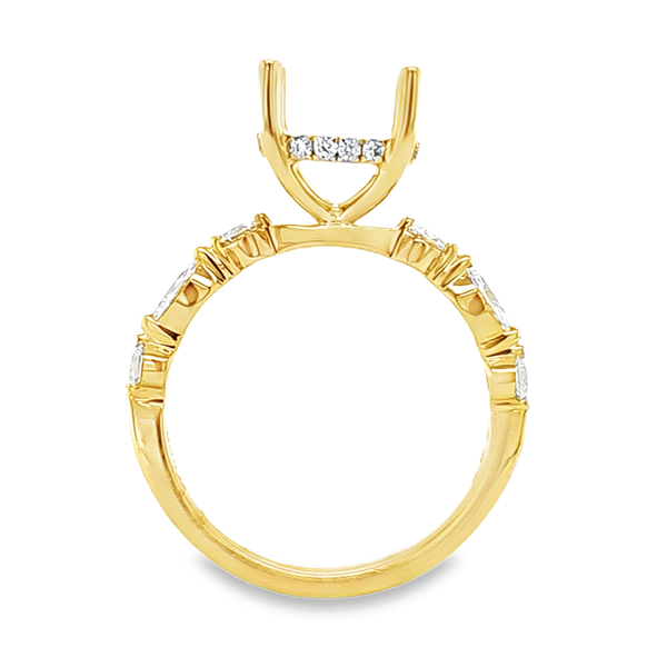 14K Yellow Gold Marquise and Round Diamond Halo Semi Mount .51ct Image 3 Classic Creations In Diamonds & Gold Venice, FL