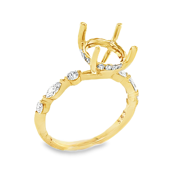 14K Yellow Gold Marquise and Round Diamond Halo Semi Mount .51ct Classic Creations In Diamonds & Gold Venice, FL