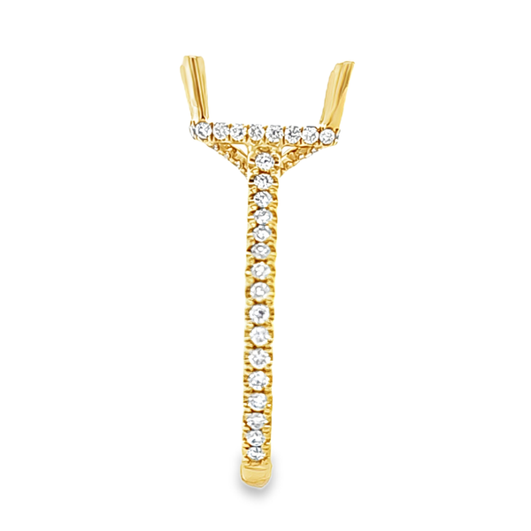 14K Yellow Gold Rectangular Halo Semi Mount Ring .50ct | Micro Pave Setting Image 2 Classic Creations In Diamonds & Gold Venice, FL