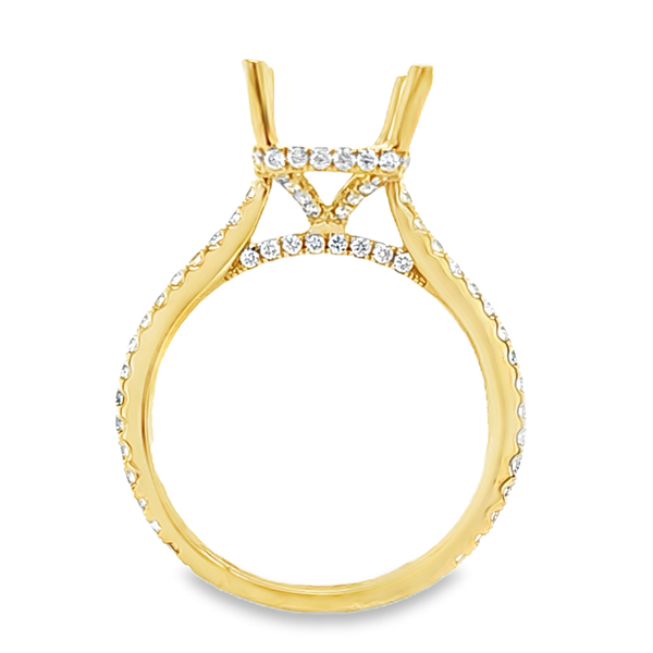 14K Yellow Gold Rectangular Halo Semi Mount Ring .50ct | Micro Pave Setting Image 3 Classic Creations In Diamonds & Gold Venice, FL