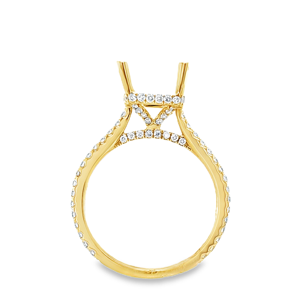 14K Yellow Gold Rectangular Halo Semi Mount Ring .50ct | Micro Pave Setting Image 4 Classic Creations In Diamonds & Gold Venice, FL