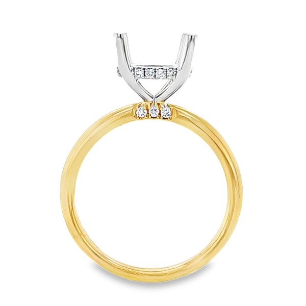 14K Two-Tone Halo Semi Mount Ring .12ct | Round Micro Pave Setting Image 2 Classic Creations In Diamonds & Gold Venice, FL