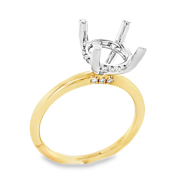 14K Two-Tone Halo Semi Mount Ring .12ct | Round Micro Pave Setting Classic Creations In Diamonds & Gold Venice, FL