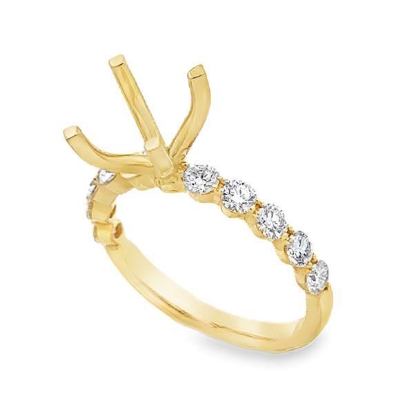 14K Yellow Gold Shared Prong Semi Mount Ring .76ct | Round Diamond Setting Image 2 Classic Creations In Diamonds & Gold Venice, FL