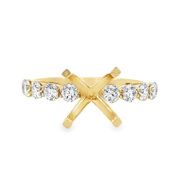 14K Yellow Gold Shared Prong Semi Mount Ring .76ct | Round Diamond Setting Image 3 Classic Creations In Diamonds & Gold Venice, FL