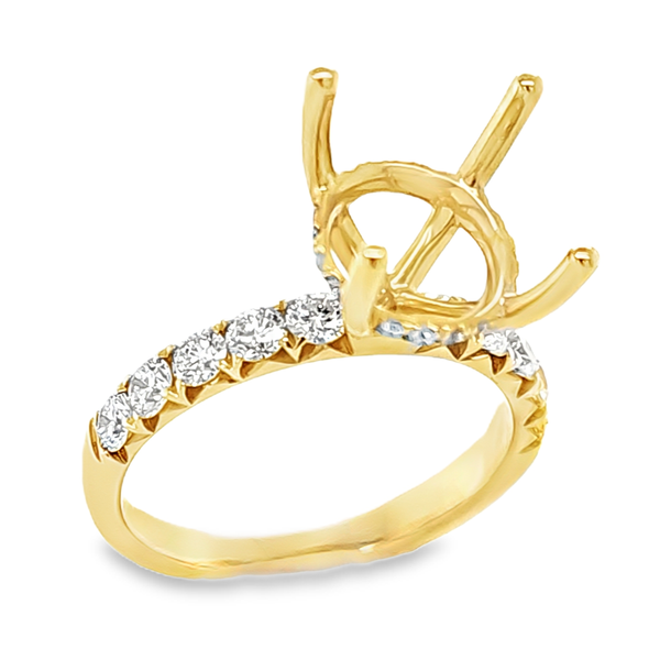 14K Yellow Gold Round Halo Semi Mount Ring .74ct | Shared Prong Setting Classic Creations In Diamonds & Gold Venice, FL